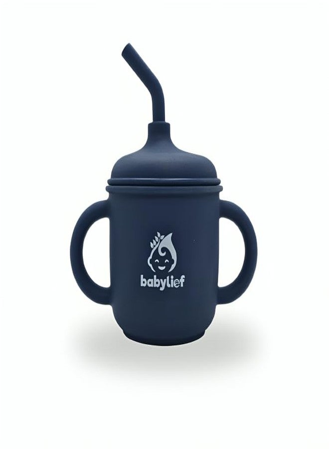 Babylief™ Silicone Sippy Cup with Double Handles, and Contains 150ml (Navy Blue) - Image 1