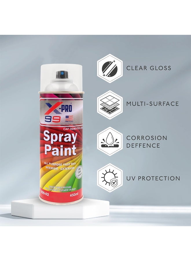Xpro X-PRO 99 Clear lacquer spray Spray Paint 450ml – Quick Dry, High Gloss, All-Purpose Interior & Exterior Use for Wood, Metal, Canvas, Automotive Touch-Up & DIY Projects X99-02 - Image 4