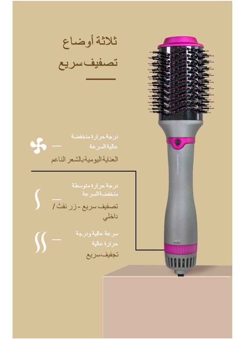 KinseiBeauty - 4-in-1 Hair Dryer Brush, One-Step Volumizer 1200W Blow Dryer Brush, Hair Styler with 2 Rechangeable Brushhead, Hot Air Brush Set for Hair Drying/Straightening/Curling/Hair Comb - Image 1