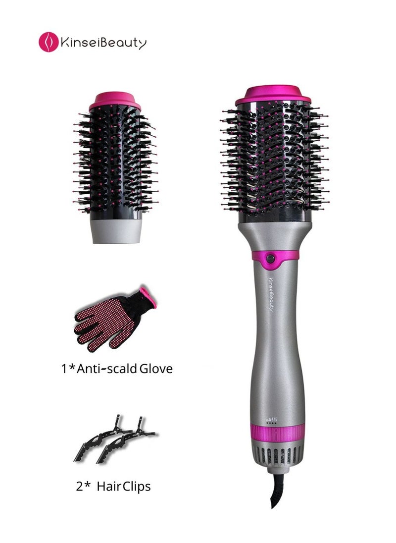 KinseiBeauty - 4-in-1 Hair Dryer Brush, One-Step Volumizer 1200W Blow Dryer Brush, Hair Styler with 2 Rechangeable Brushhead, Hot Air Brush Set for Hair Drying/Straightening/Curling/Hair Comb - Image 1