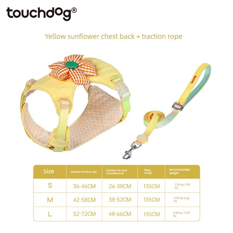 Touchdog, it, it, colorful sunflower dog chest coat, leash harness, walking dog, small and medium-sized mini teacup dog - Image 5