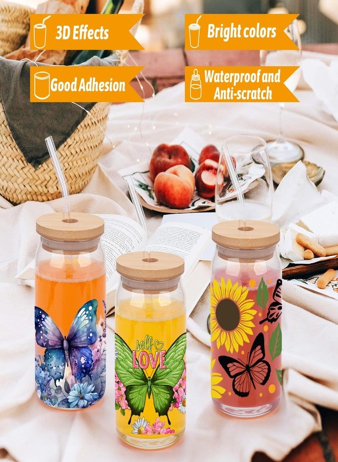 Coowayze ملصقات نقل الأكواب Coowayze UV DTF لأكواب زجاجية سعة 16 أونصة، 10 أوراق من ملصقات نقل الأكواب سهلة اللصق للأعمال اليدوية والأثاث، غلاف فينيل على شكل فراشة للأكواب الخشبية من Libbey - Image 5