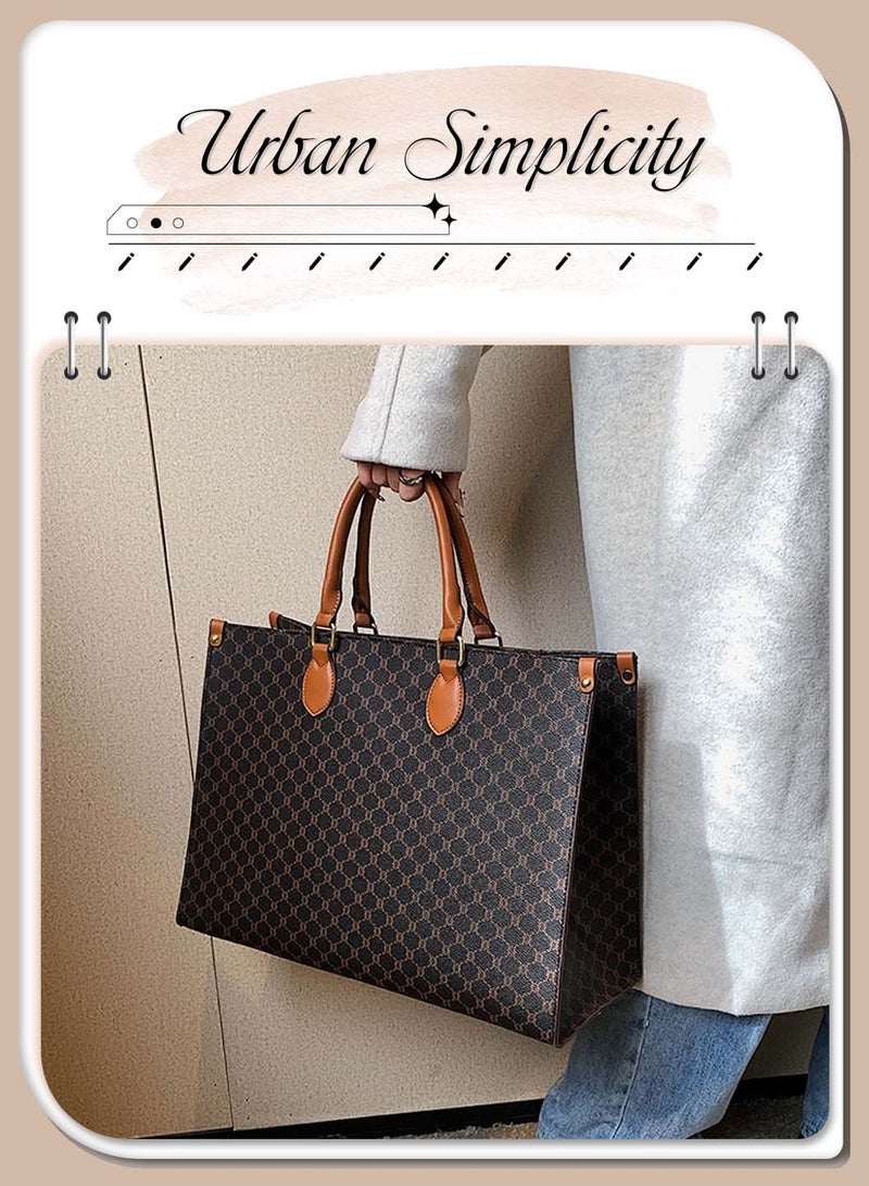 Moovant حقيبة كتف جلدية PU مطبوعة على الموضة بتصميم ريترو حقيبة يد كبيرة الحجم للنساء - Image 3