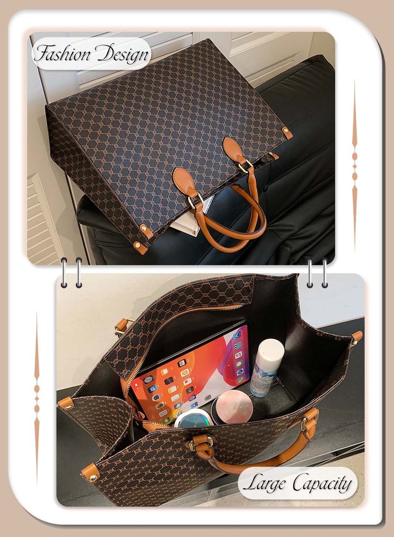 Moovant حقيبة كتف جلدية PU مطبوعة على الموضة بتصميم ريترو حقيبة يد كبيرة الحجم للنساء - Image 4