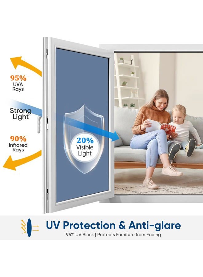SunBaby Window Tint for Home: UV & Heat Blocking One Way Privacy Film, Daytime See Out Not in Reflective Mirror Film, No Adhesive Static Cling for Glass Doors, Includes 3 Tools, Blue, 17.5"x78.7" - Image 2