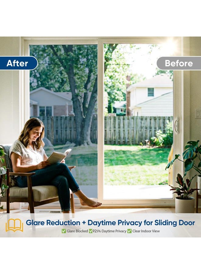 SunBaby Window Tint for Home: UV & Heat Blocking One Way Privacy Film, Daytime See Out Not in Reflective Mirror Film, No Adhesive Static Cling for Glass Doors, Includes 3 Tools, Blue, 17.5"x78.7" - Image 4