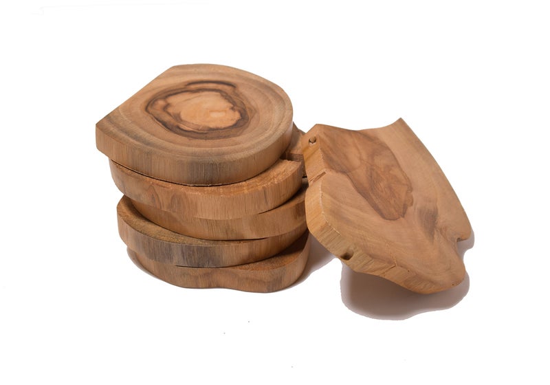 Hashcart Beech Wood Round Shaped Coasters For Coffee Table/Engagement Party Coasters (Set Of 6) - Image 4
