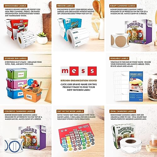 MESS Dissolvable Food Labels, 1x2, 200/Roll - Dissolves in 30 Seconds or Less - Removable Pantry, Meal Prep & Food Storage Labels – Canning & Freezer Use - Image 5