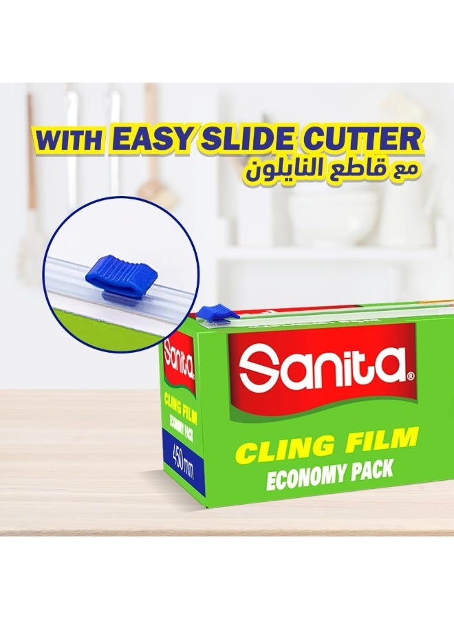 سانيتا نايلون تغليف لاصق لحفظ الأطعمة عالي الجودة، عبوة اقتصادية، مع قاطع النايلون، 450مم* 200متر - Image 3