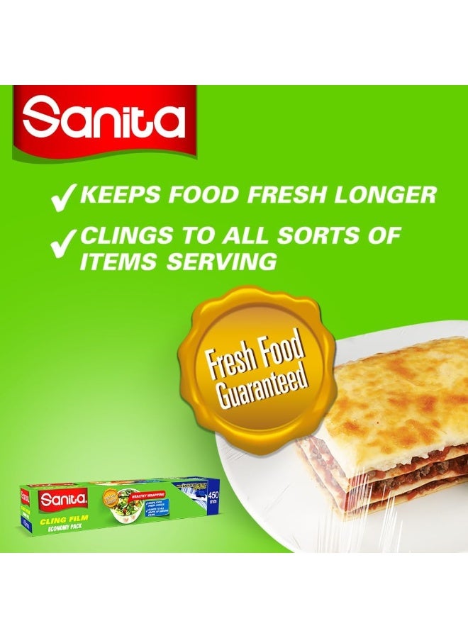 سانيتا نايلون تغليف لاصق لحفظ الأطعمة عالي الجودة، عبوة اقتصادية، مع قاطع النايلون، 450مم* 200متر - Image 4