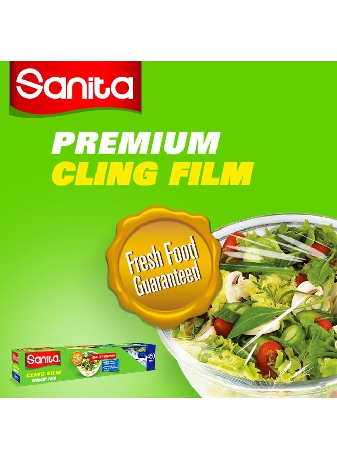 سانيتا نايلون تغليف لاصق لحفظ الأطعمة عالي الجودة، عبوة اقتصادية، مع قاطع النايلون، 450مم* 200متر - Image 5