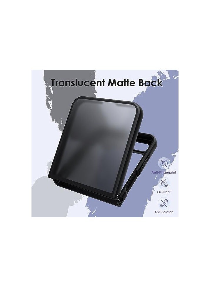 JETech Matte Case for Samsung Galaxy Z Flip 5 2023, Translucent Frosted PC Back with Shock-Absorbing TPU Frame Protective Phone Cover (Black) - Image 3