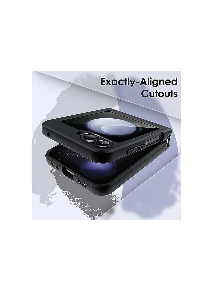 JETech Matte Case for Samsung Galaxy Z Flip 5 2023, Translucent Frosted PC Back with Shock-Absorbing TPU Frame Protective Phone Cover (Black) - Image 5