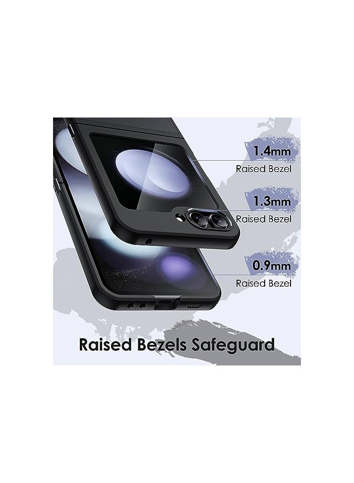 JETech Matte Case for Samsung Galaxy Z Flip 5 2023, Translucent Frosted PC Back with Shock-Absorbing TPU Frame Protective Phone Cover (Black) - Image 4