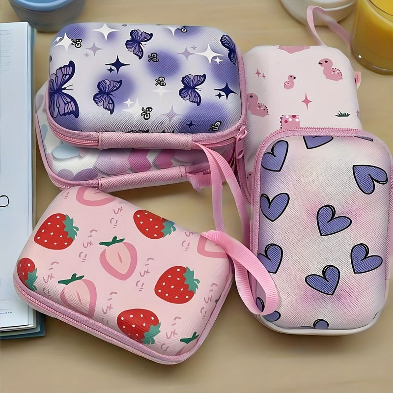 Multifunctional Digital Storage Box For Earphone Charger Data Cable Colorful Butterfly Hard Shell Protective Case Small Portable Essential For Going Out Square Wireless Earphone Protective Box Easy To Take Safe Protection - Image 1