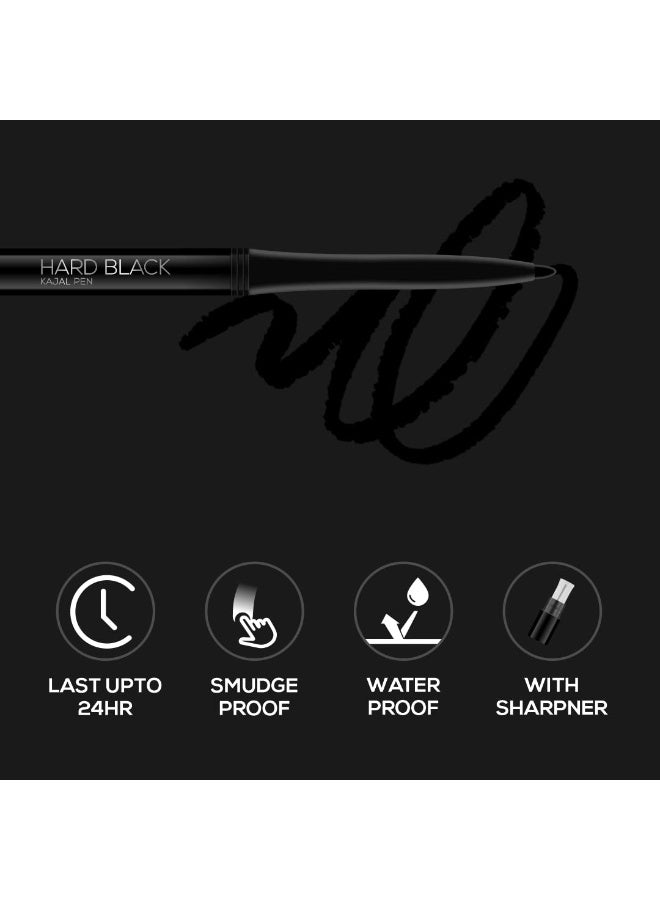 RENEE Hard Black Kajal Pen with Sharpener | 24 Hrs Stay | Long Lasting | Super Black Kajal Pencil | Matte Finish & Rich Color Payoff | Smudge & Water Proof | One Swipe Application Formula | 0.35gm - Image 5