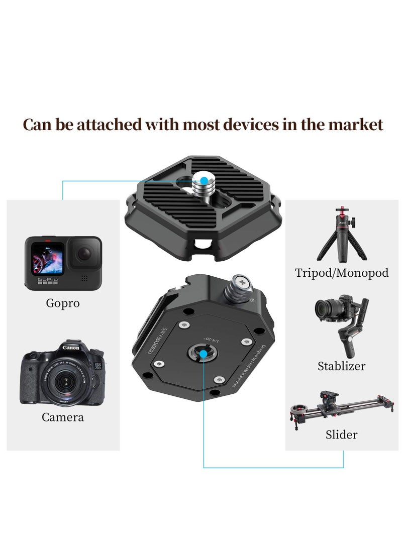 KASTWAVE F38 Camera Quick Release Plate w 1/4" to 3/8" Screw Thread, Quick Release Plate Camera Tripod Mount Adapter for Sony / Canon Monopod DSLR Stabilizer Slider - Image 2