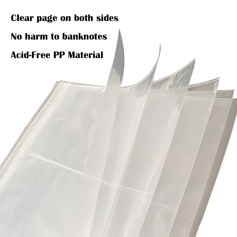 tutata Currency Sleeves,50Pcs Page Protectors for 3 Ring Binder, 3-Pocket Banknote Sleeves, 8.5 x 11, Dollar Bill Holder for Collectors, Paper Sleeves for Currency Holder, Banknotes Album, Money Binder - Image 4