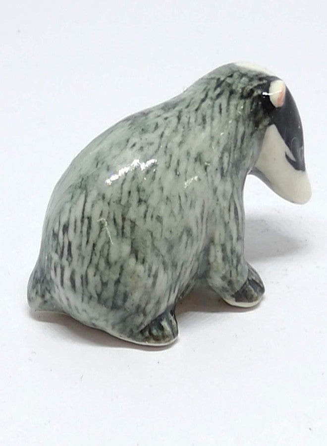 ZOOCRAFT Tiny Ceramic Badger Figurine Craft Miniature Collectible Porcelain Animal Zoo - Image 2