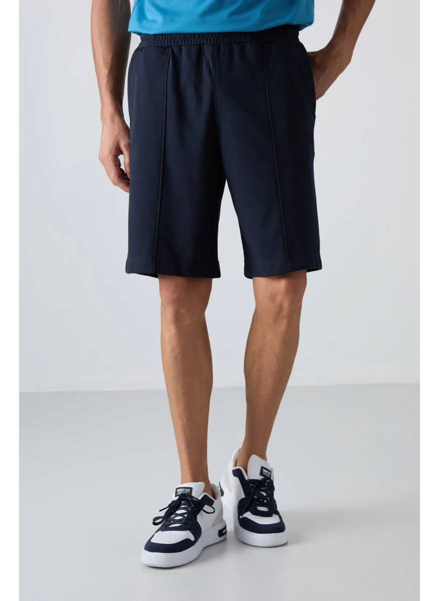 Tommy Life Navy Blue Cotton Thick Soft Texture Comfort Fit Basic Men's Shorts - 81261