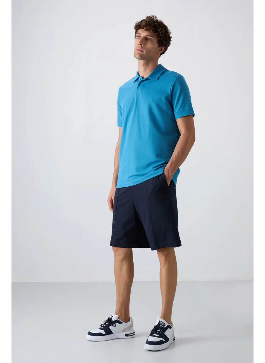 Tommy Life Navy Blue Cotton Thick Soft Texture Comfort Fit Basic Men's Shorts - 81261