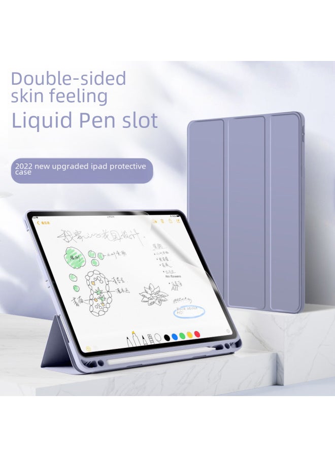 Suitable For Apple 2021 9th Generation IPad8 With Pen Slot Protective Case Pro10.9 Inch Jacket Case Tri-fold Protection-Color: Pen Slot-Applicable Model:air1/2 】 - Image 2