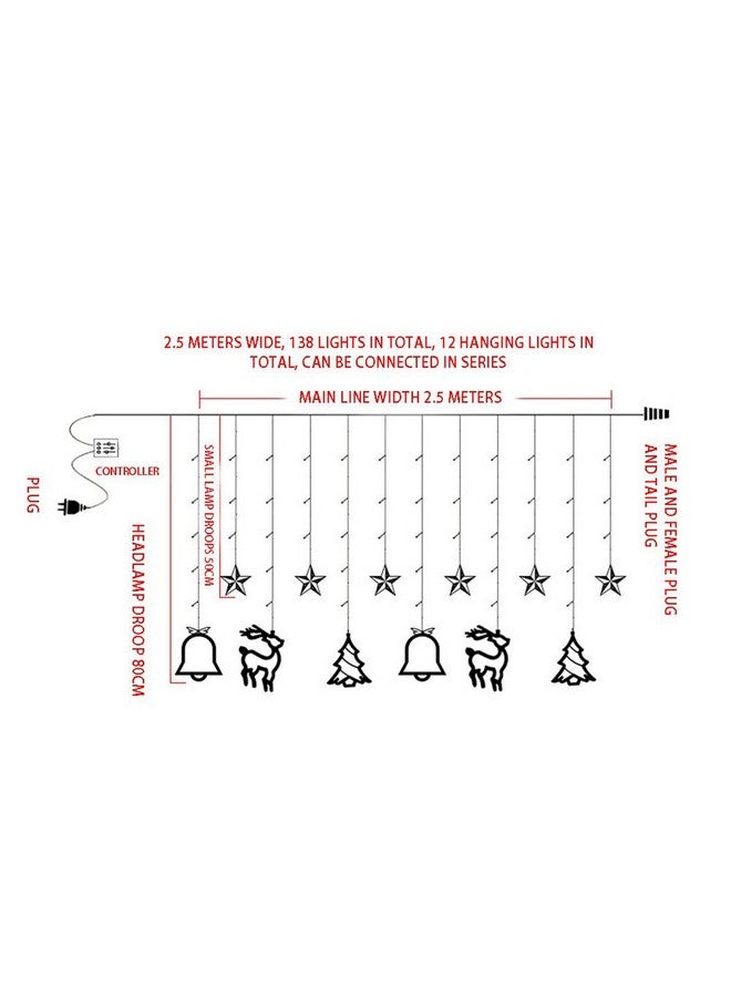 the purple tree The Purple Tree Christmas Reindeer LED Curtain Lights -2.5 M (Pack of 1) Warm White, Lights for Christmas, Christmas Lights, Led Curtain Light, Festive Light, - Image 3