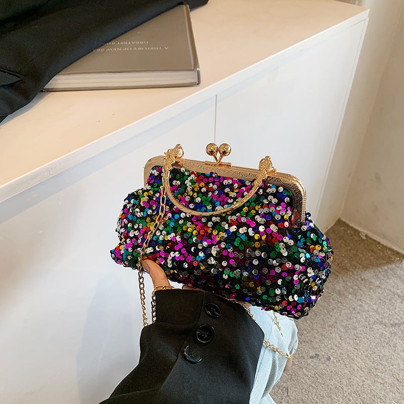 Beautiful Korean Banquet Bag Fashion Women'S Shoulder Chain Bag Women'S Crossbody Sequin Shell Bag - Image 1