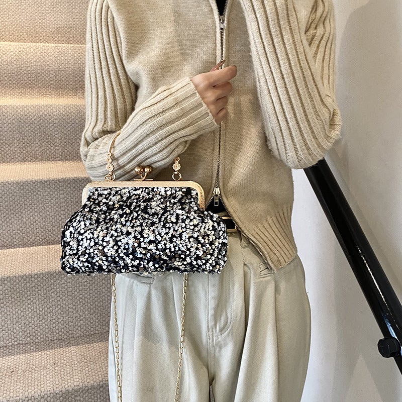 Beautiful Korean Banquet Bag Fashion Women'S Shoulder Chain Bag Women'S Crossbody Sequin Shell Bag - Image 5