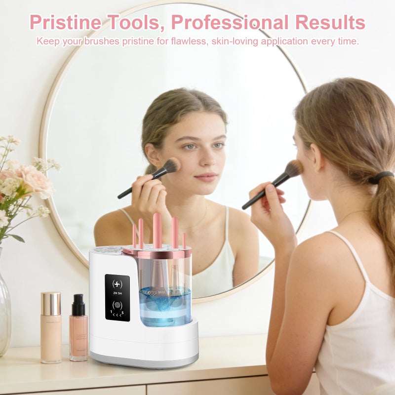 CAPOT 3 IN 1 Electric Makeup Brush Cleaner & Dryer Machine with Automatic Cleaning and Drying Functions, Portable USB Design with Smart Touch Controls for All Brush Sizes, Perfect Gift for Makeup Lovers - Image 4