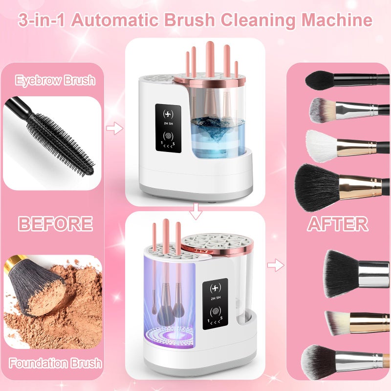 CAPOT 3 IN 1 Electric Makeup Brush Cleaner & Dryer Machine with Automatic Cleaning and Drying Functions, Portable USB Design with Smart Touch Controls for All Brush Sizes, Perfect Gift for Makeup Lovers - Image 2
