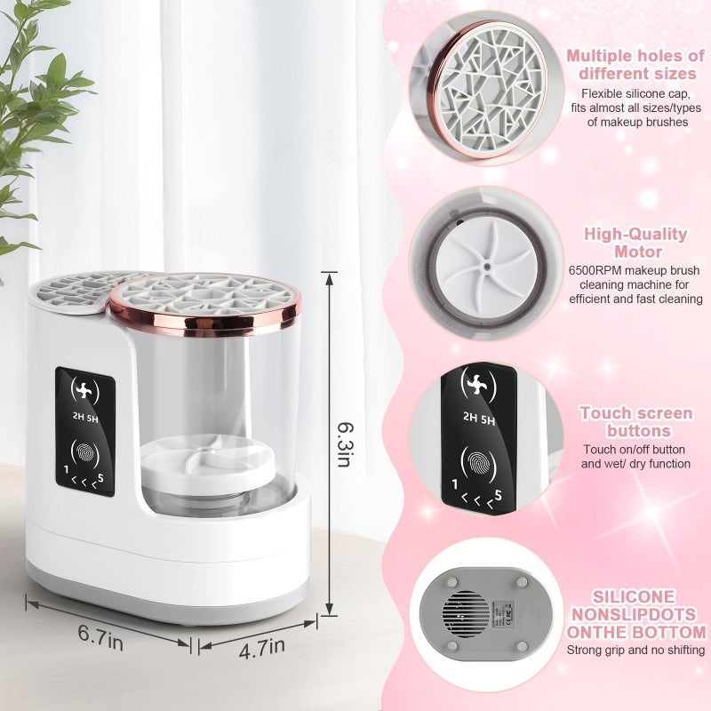 CAPOT 3 IN 1 Electric Makeup Brush Cleaner & Dryer Machine with Automatic Cleaning and Drying Functions, Portable USB Design with Smart Touch Controls for All Brush Sizes, Perfect Gift for Makeup Lovers - Image 3