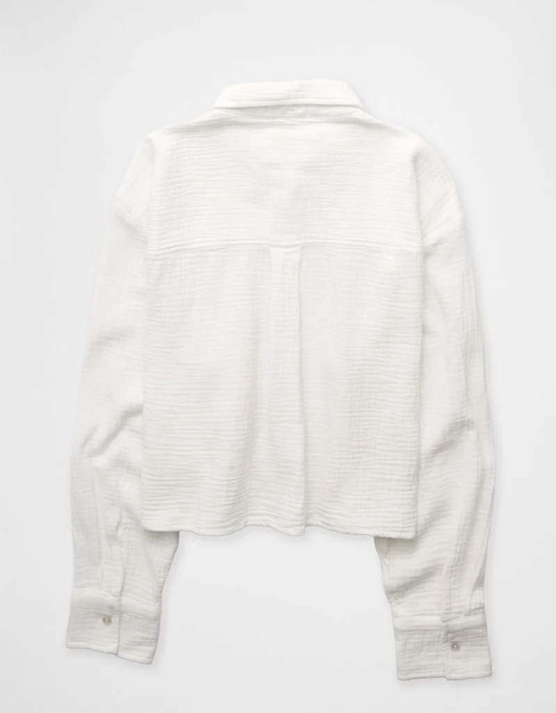 Aerie  Aerie Good Day Cropped Cover Up Shirt for Women | Best Price UAE