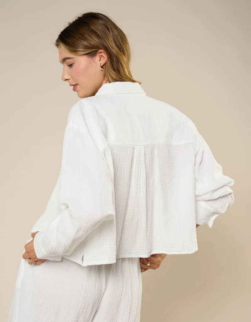 Aerie Aerie Good Day Cropped Cover Up Shirt