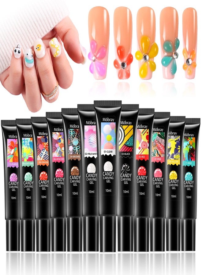 DOUBORQ جل تشكيل الأظافر ثلاثي الأبعاد بـ 12 لون - 10 مل لكل منها، مزهر و mold، طقم طلاء DIY طويل الأمد - Image 1
