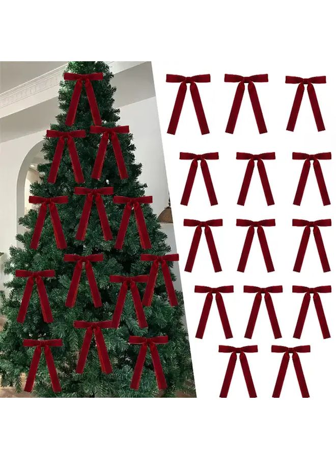 14 Pieces Velvet Christmas Bow Tie Red Elegant Large Decorative Bow For Tree Gift Wrapping Home Decor - Image 3