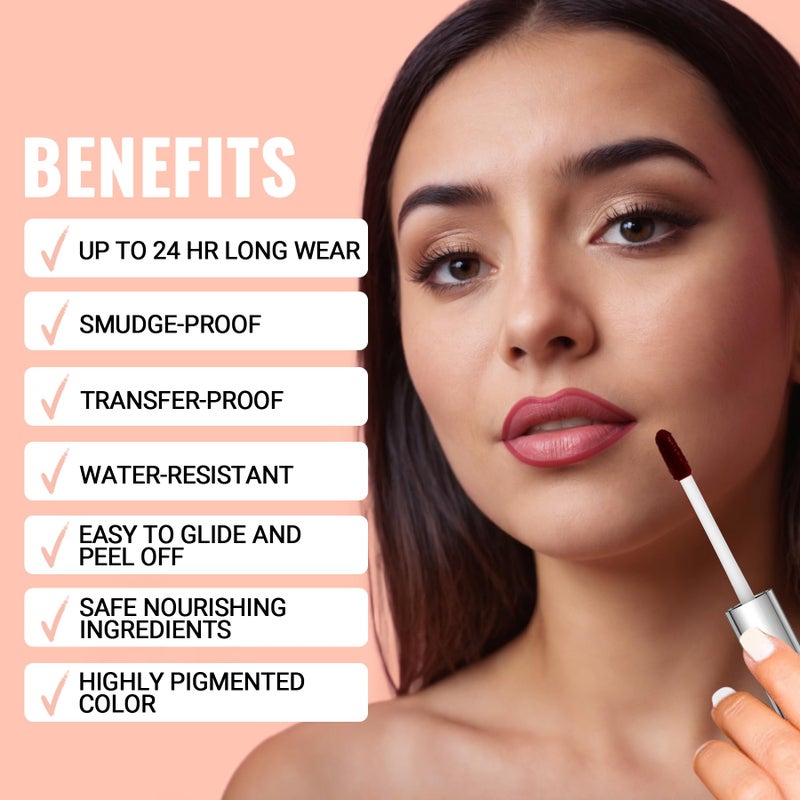 iMethod Lip Stain - Lip Liner Stain, Peel Off Lip Stain with Tweezer, Natural Long Lasting, Waterproof, Easy to Use, Stay On All Day, Cocoa - Image 4