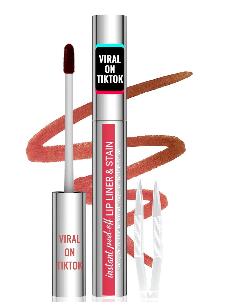 iMethod Lip Stain - Lip Liner Stain, Peel Off Lip Stain with Tweezer, Natural Long Lasting, Waterproof, Easy to Use, Stay On All Day, Cocoa - Image 1