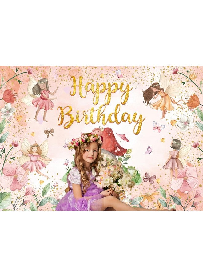 CINRAY Fairy Happy Birthday Backdrop 7X5Ft Flower Fairy Birthday Party Decorations My Fairy First Birthday Background For Girls Fairy Tale Theme Birthday Party Decorations Photo Props - Image 4