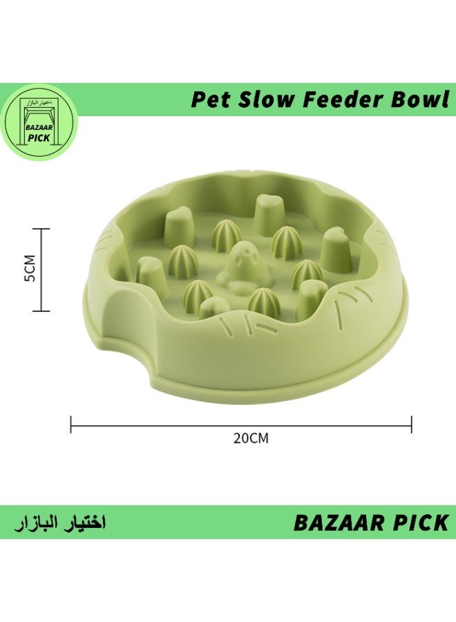 Slow Feeder Bowl for Cats and Dogs Green Donut Shaped Puzzle Feeding Bowl for Pets Healthy Eating