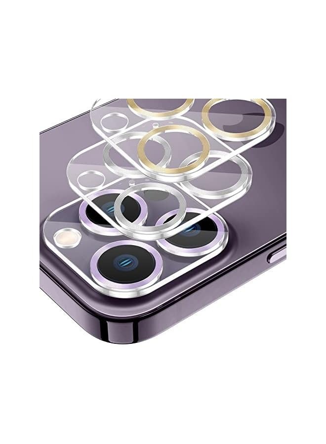 PROMASS [3Pcs] for iPhone 14 Pro / 14 Pro Max Camera Screen Protector, Tempered Glass Film Camera Cover Lens Protector Built-in Aluminum Rings, HD Clear, Full Edge to Edge, Case Friendly - Image 1