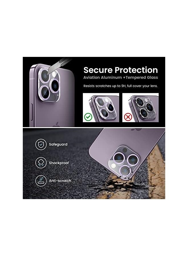 PROMASS [3Pcs] for iPhone 14 Pro / 14 Pro Max Camera Screen Protector, Tempered Glass Film Camera Cover Lens Protector Built-in Aluminum Rings, HD Clear, Full Edge to Edge, Case Friendly - Image 5
