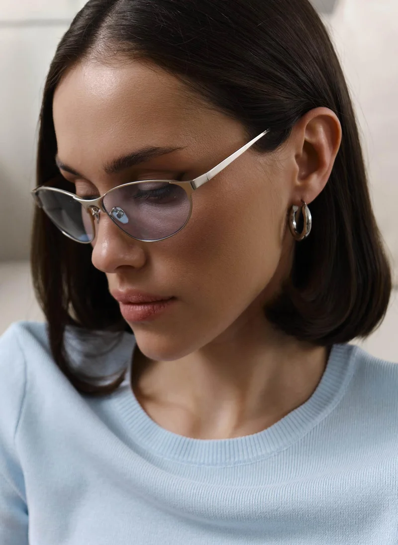 ليتشي نظارات شمسية بإطار معدني مزخرف وعدسات ملونة