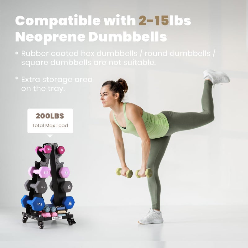 LIONSCOOL Premium Dumbbell Rack Only, with Side Racks for Neoprene/Vinyl Coated Dumbbells Only (Small, 200 LBS) - Image 5