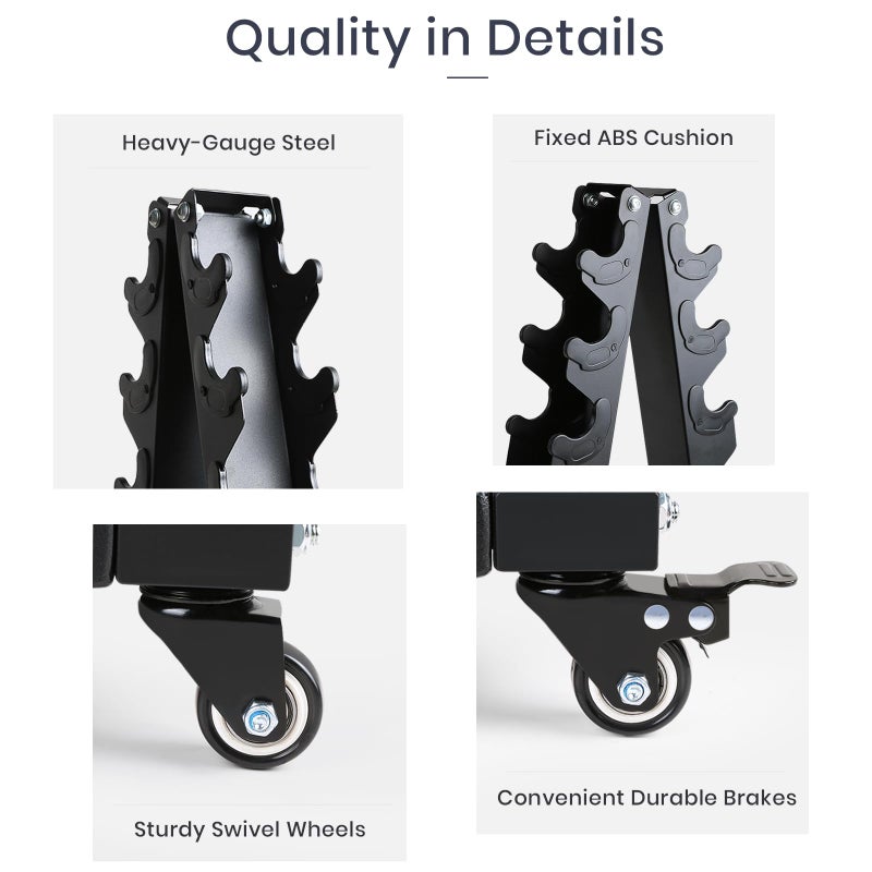 LIONSCOOL Premium Dumbbell Rack Only, with Side Racks for Neoprene/Vinyl Coated Dumbbells Only (Small, 200 LBS) - Image 4