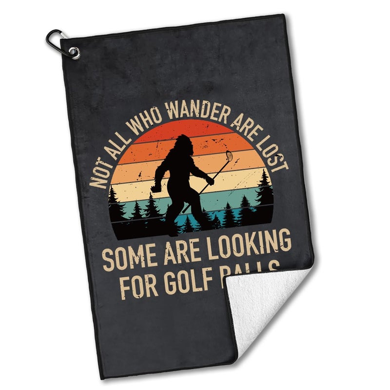 rofiowa Not All Who Wander are Lost Polyester and Cotton Printed Golf Towel Funny Golf Accessories for Men Women GolfGifts for GolfFan Dad Grandpa Golfs Lover Retirement Birthday Gifts