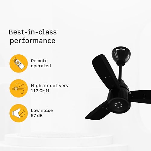atomberg Renesa Enzel 600mm Newly Launched BLDC Ceiling Fan with Remote | BEE 5 star | High Air Delivery | LED Speed Indicator | Low Noise | Sleek Design | Power Saving | 3 Year Warranty | Gloss Black - Image 3