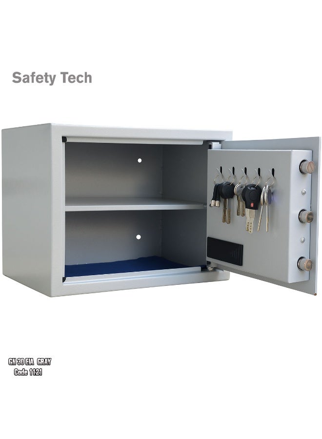 Safety Tech Digital Home Safe - Equipped with a Digital Lock System + Security Lock with 2 Emergency Keys. Size: 38 x 30 x 30 cm. Suitable for storing cash, important papers, and jewelry. Gray - Image 4