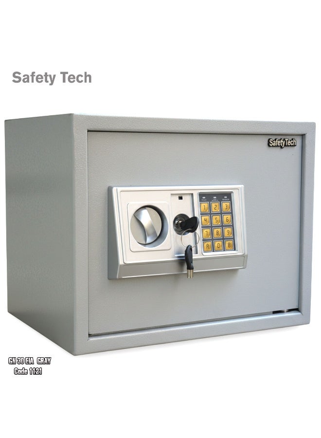 Safety Tech Digital Home Safe - Equipped with a Digital Lock System + Security Lock with 2 Emergency Keys. Size: 38 x 30 x 30 cm. Suitable for storing cash, important papers, and jewelry. Gray - Image 5