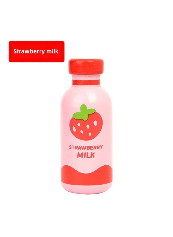 Play House Toy Wooden Chocolate Strawberry Milk Beverage Bottle Toy Children's Gift-Color:A Group Of 4 Milk - Image 5